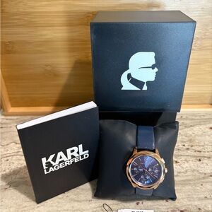 Karl Lagerfeld Navy and Gold Chronograph Watch